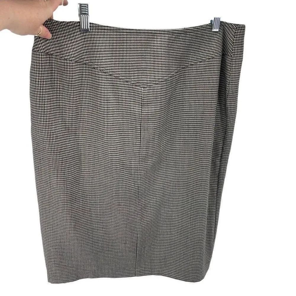 Harve Benard Womens Pencil Straight Skirt Houndstooth Stretch Black White 14